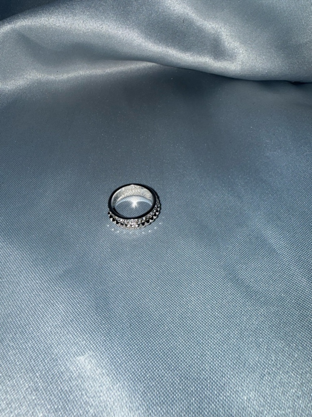 All Saints Silver Rhinestone Stacked Band Ring